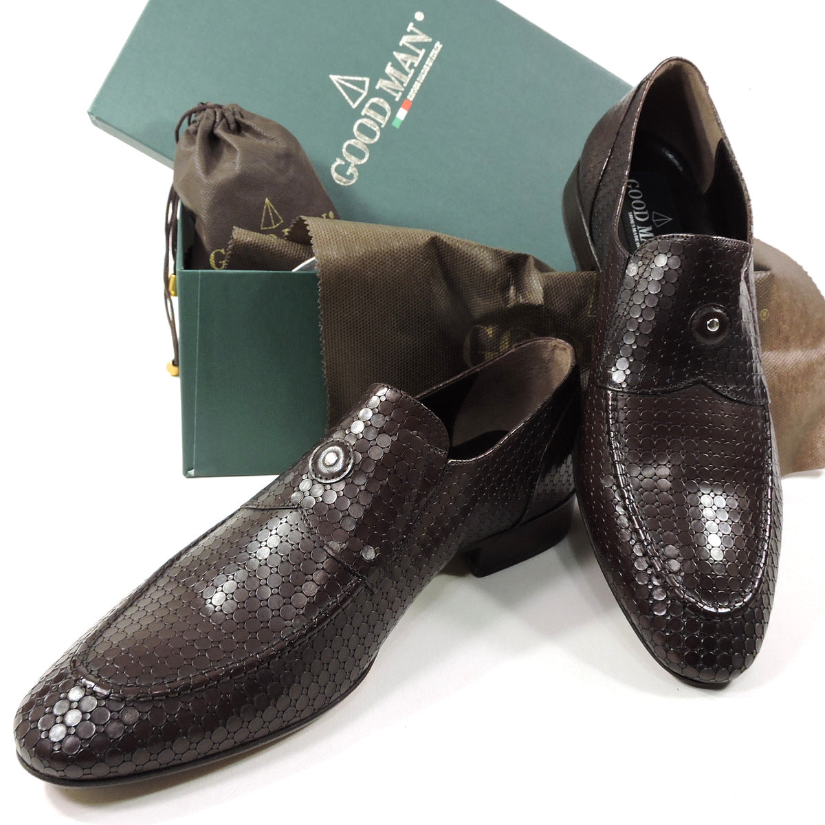 GOODMAN 🇮🇹 MEN'S BROWN LASER LEATHER COMFORT LOFERS