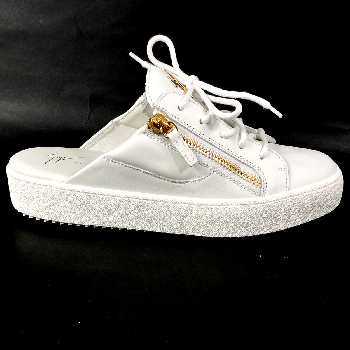 GIUSEPPE ZANOTTI 🇮🇹 WOMEN'S WHITE SOFT LEATHER SUMMER FLAT MULES