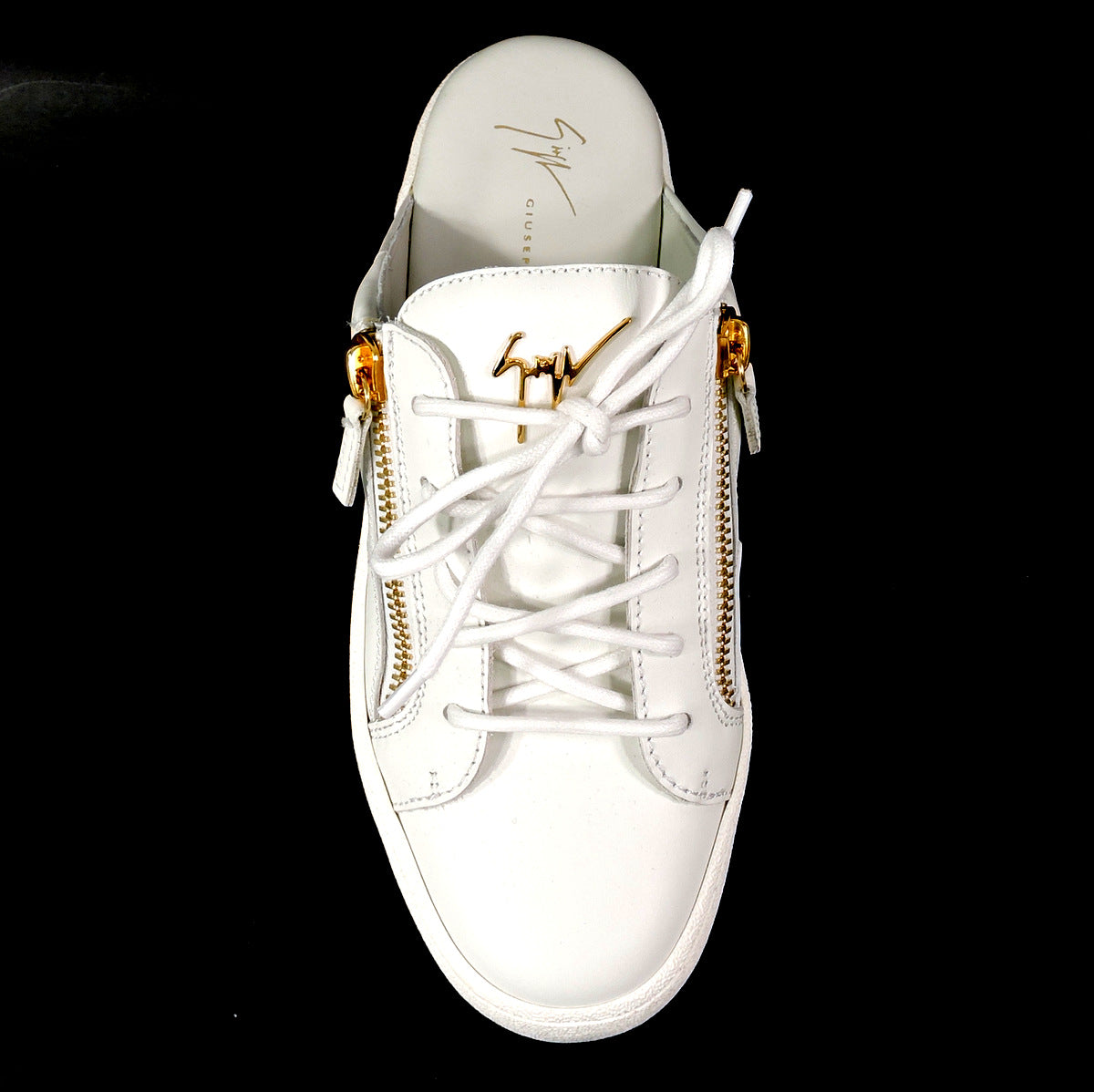 GIUSEPPE ZANOTTI 🇮🇹 WOMEN'S WHITE SOFT LEATHER SUMMER FLAT MULES