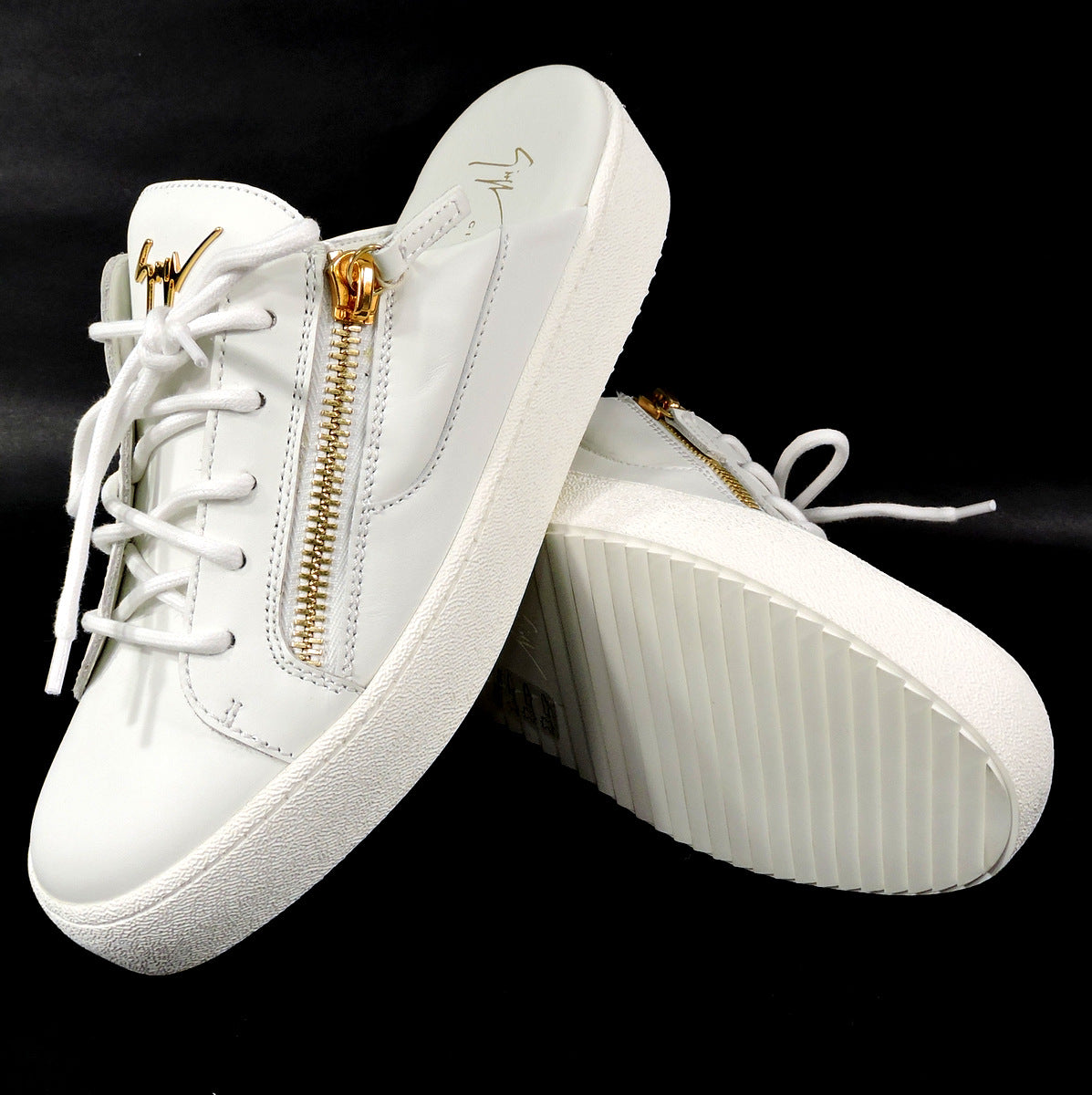 GIUSEPPE ZANOTTI 🇮🇹 WOMEN'S WHITE SOFT LEATHER SUMMER FLAT MULES