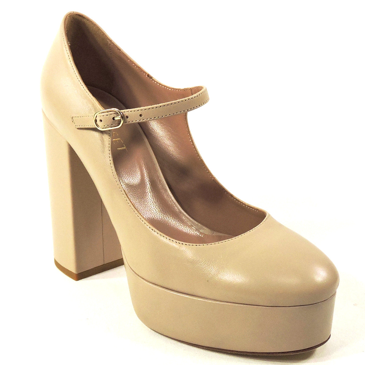 TWINSET 🇮🇹 WOMEN'S BEIGE SOFT LEATHER COMFORT PLATFORM PUMPS