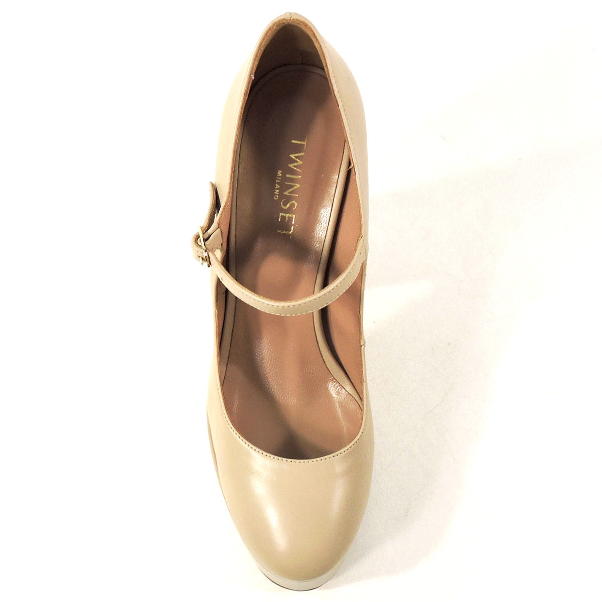 TWINSET 🇮🇹 WOMEN'S BEIGE SOFT LEATHER COMFORT PLATFORM PUMPS