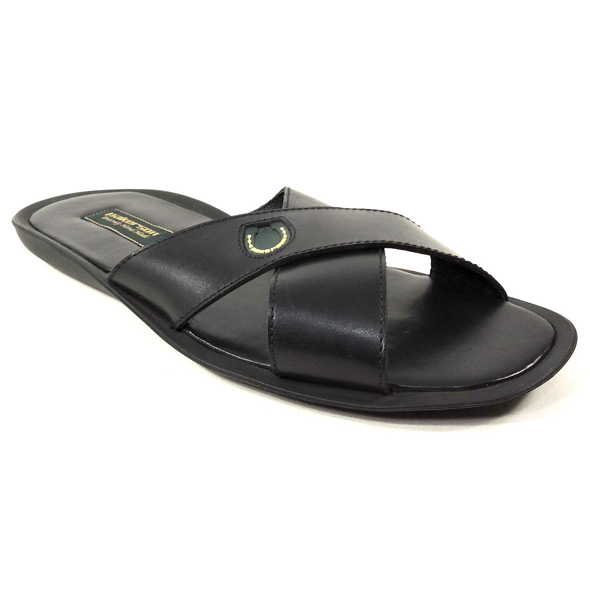 PAKERSON 🇮🇹 MEN'S BLACK LEATHER COMFORT FLAT SUMMER SANDALS