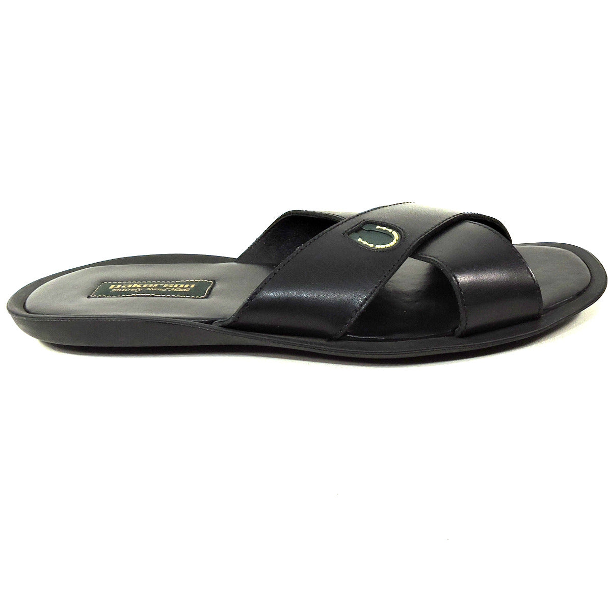PAKERSON 🇮🇹 MEN'S BLACK LEATHER COMFORT FLAT SUMMER SANDALS