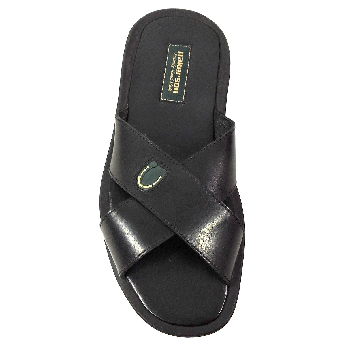 PAKERSON 🇮🇹 MEN'S BLACK LEATHER COMFORT FLAT SUMMER SANDALS