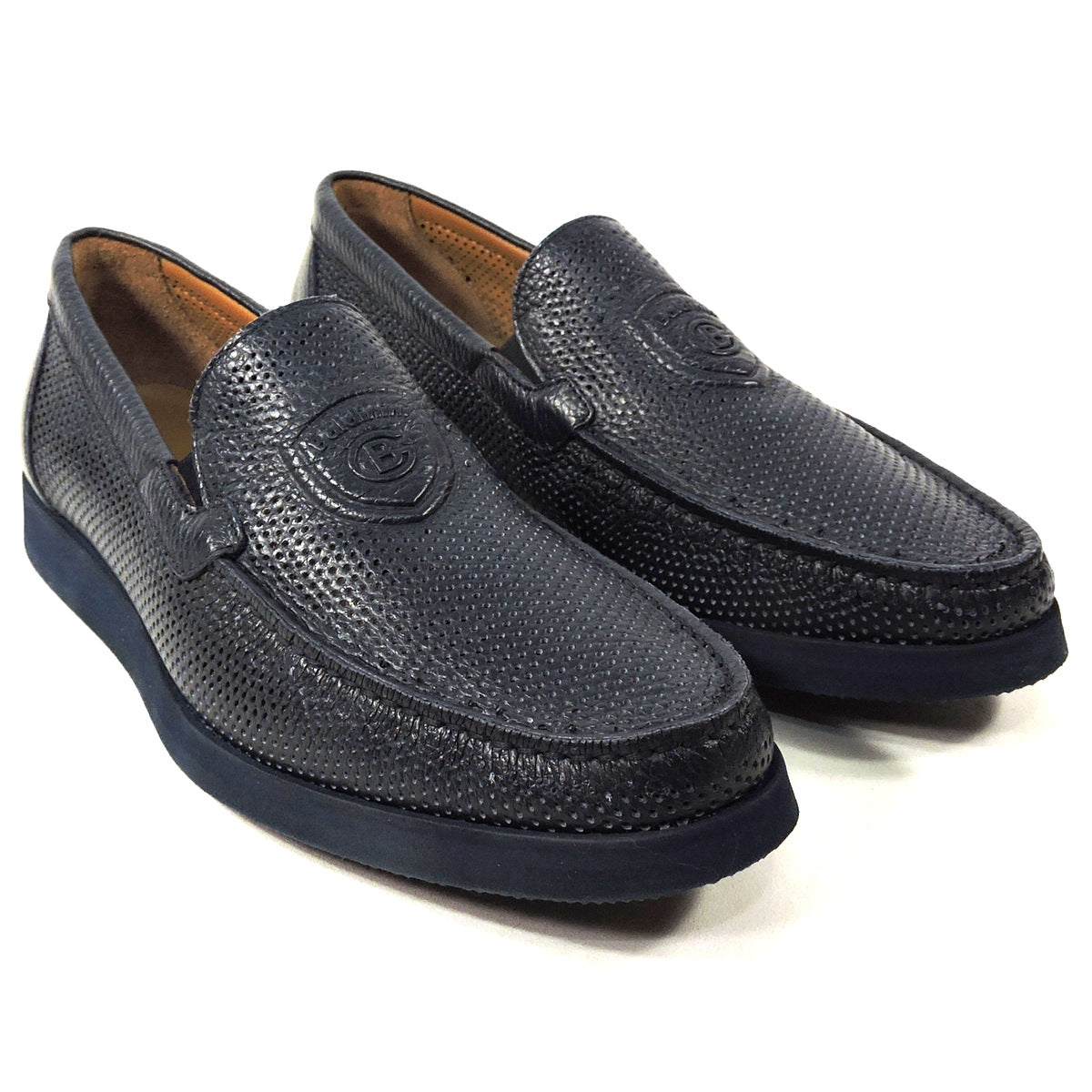 BALDININI 🇮🇹 MEN'S BLUE SOFT LEATHER FLAT SUMMER LOAFERS