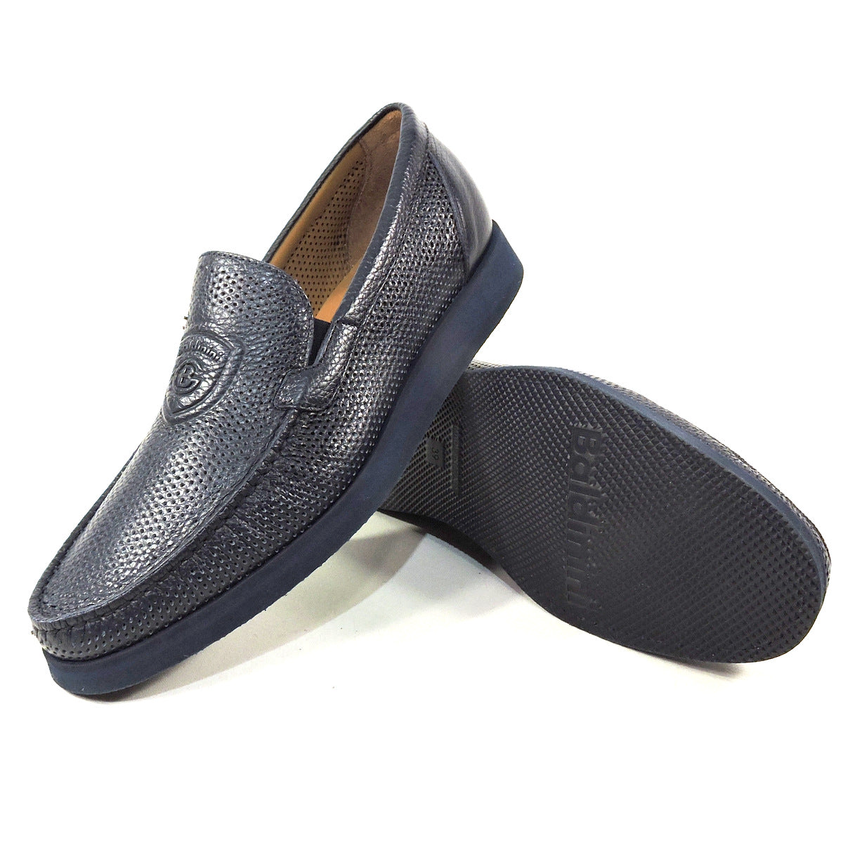 BALDININI 🇮🇹 MEN'S BLUE SOFT LEATHER FLAT SUMMER LOAFERS