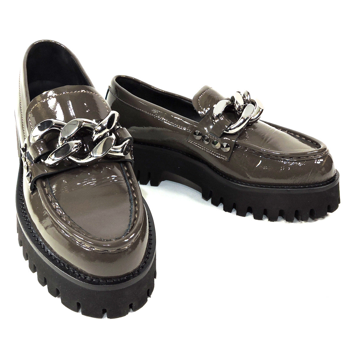 CASADEI š®š¹ WOMEN'S BROWN PATENT LEATHER COMFORT SPRING LOAFERS