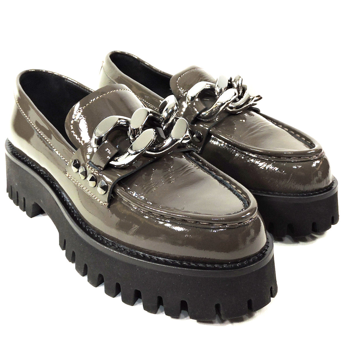 CASADEI š®š¹ WOMEN'S BROWN PATENT LEATHER COMFORT SPRING LOAFERS