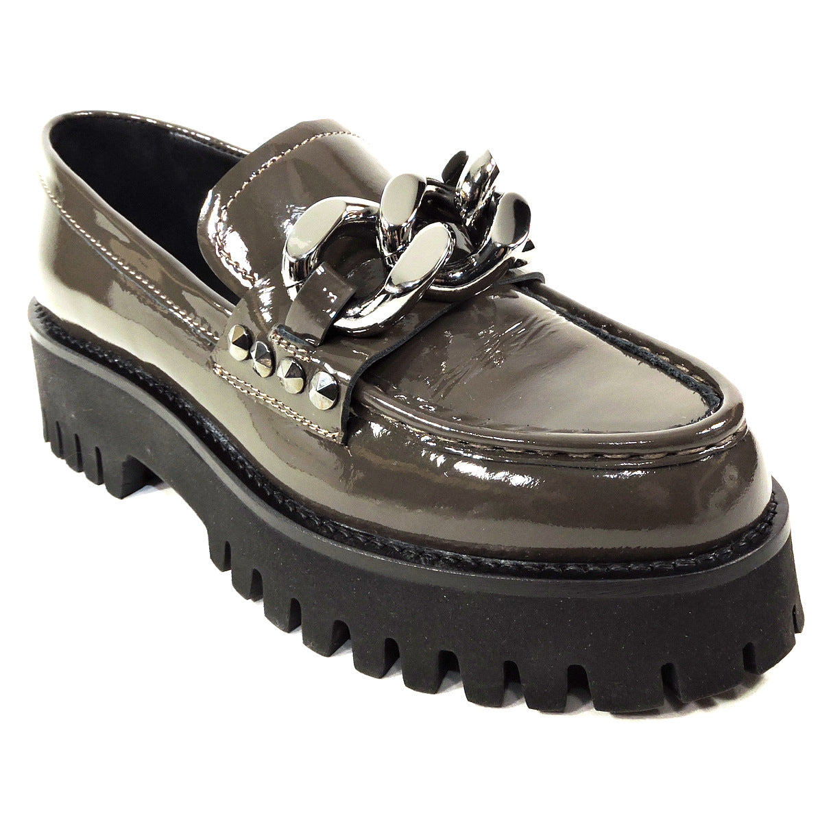 CASADEI š®š¹ WOMEN'S BROWN PATENT LEATHER COMFORT SPRING LOAFERS