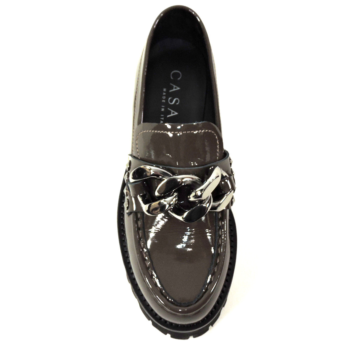 CASADEI š®š¹ WOMEN'S BROWN PATENT LEATHER COMFORT SPRING LOAFERS