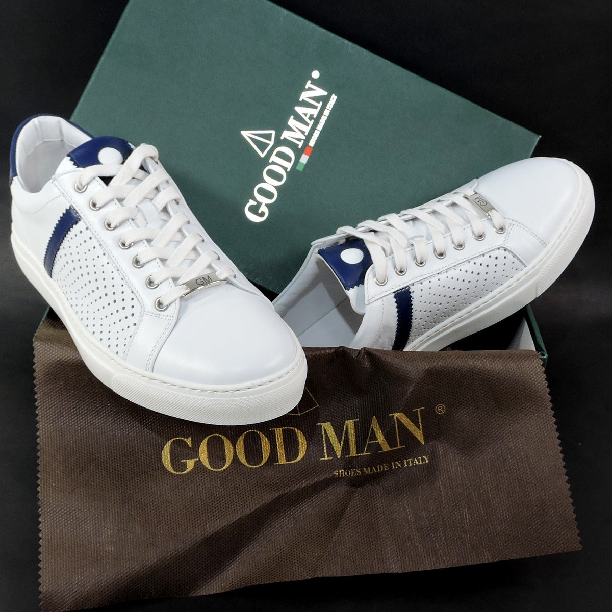 GOODMAN š®š¹ MEN'S SOFT WHITE LEATHER FLAT SUUMER COMFORT SNEAKERS