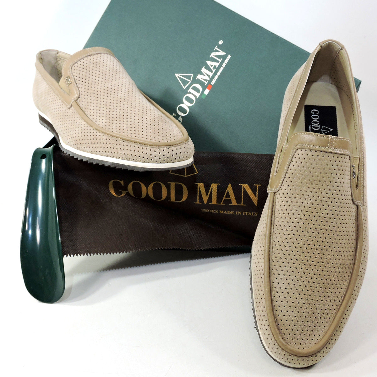 GOODMAN 🇮🇹 MEN'S BROWN SUEDE COMFORT FLAT LOAFERS