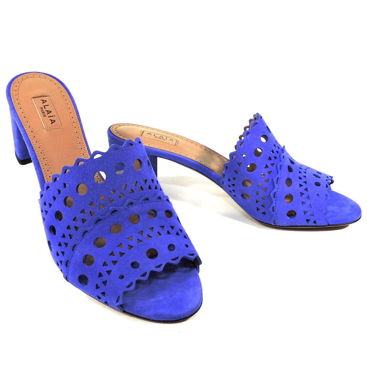 ALAIA 🇮🇹 WOMEN'S PURPLE SUEDE COMFORT FASHION MULES