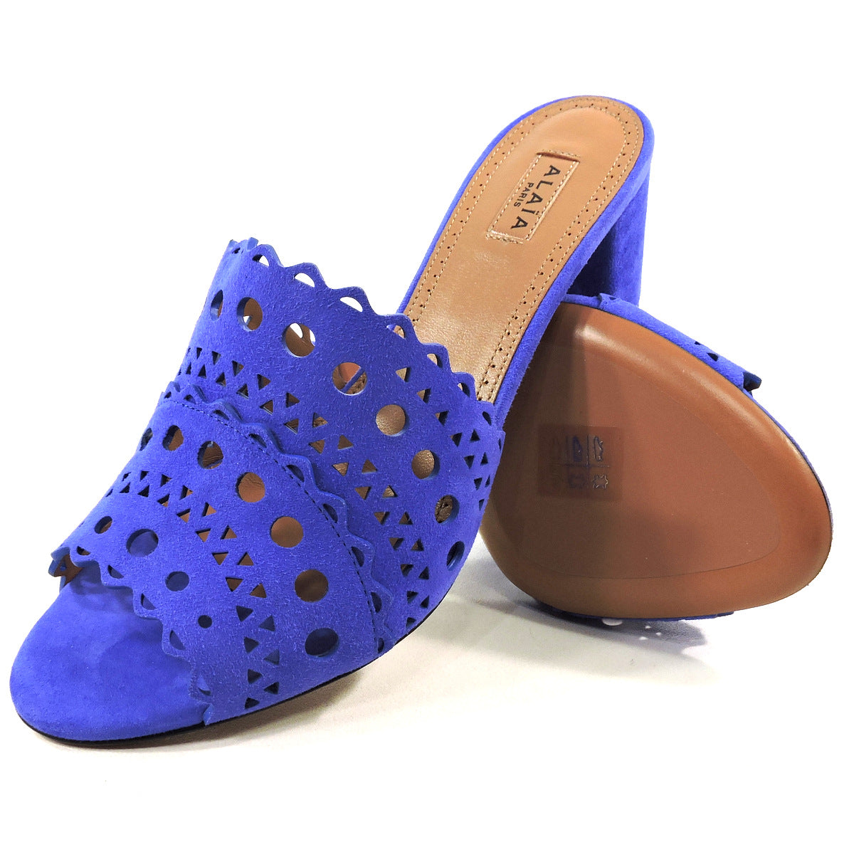 ALAIA 🇮🇹 WOMEN'S PURPLE SUEDE COMFORT FASHION MULES