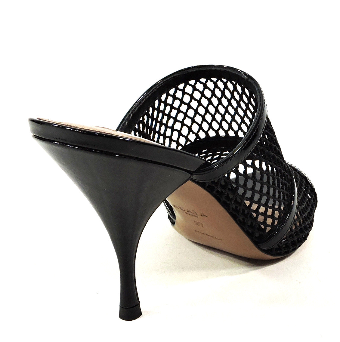 ALAIA š®š¹ WOMEN'S BLACK LEATHER AND FABRIC FASHION COMFORT MULES