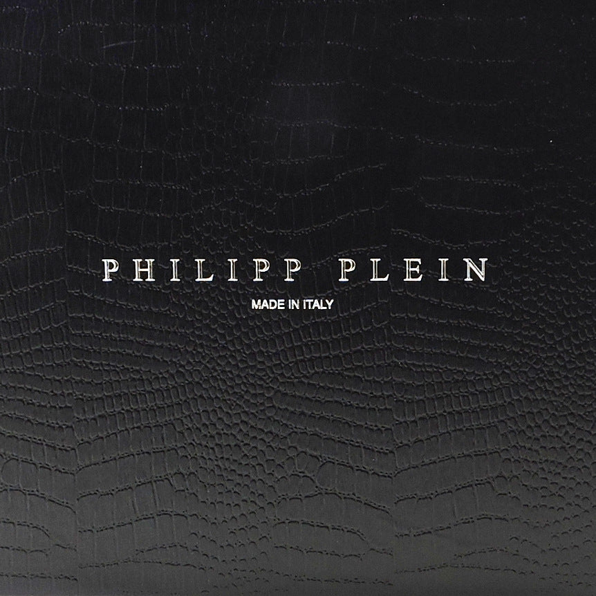 PHILIPP PLEIN 🇮🇹 MEN'S BLACK LEATHER COMFORT FASHION SNEAKERS