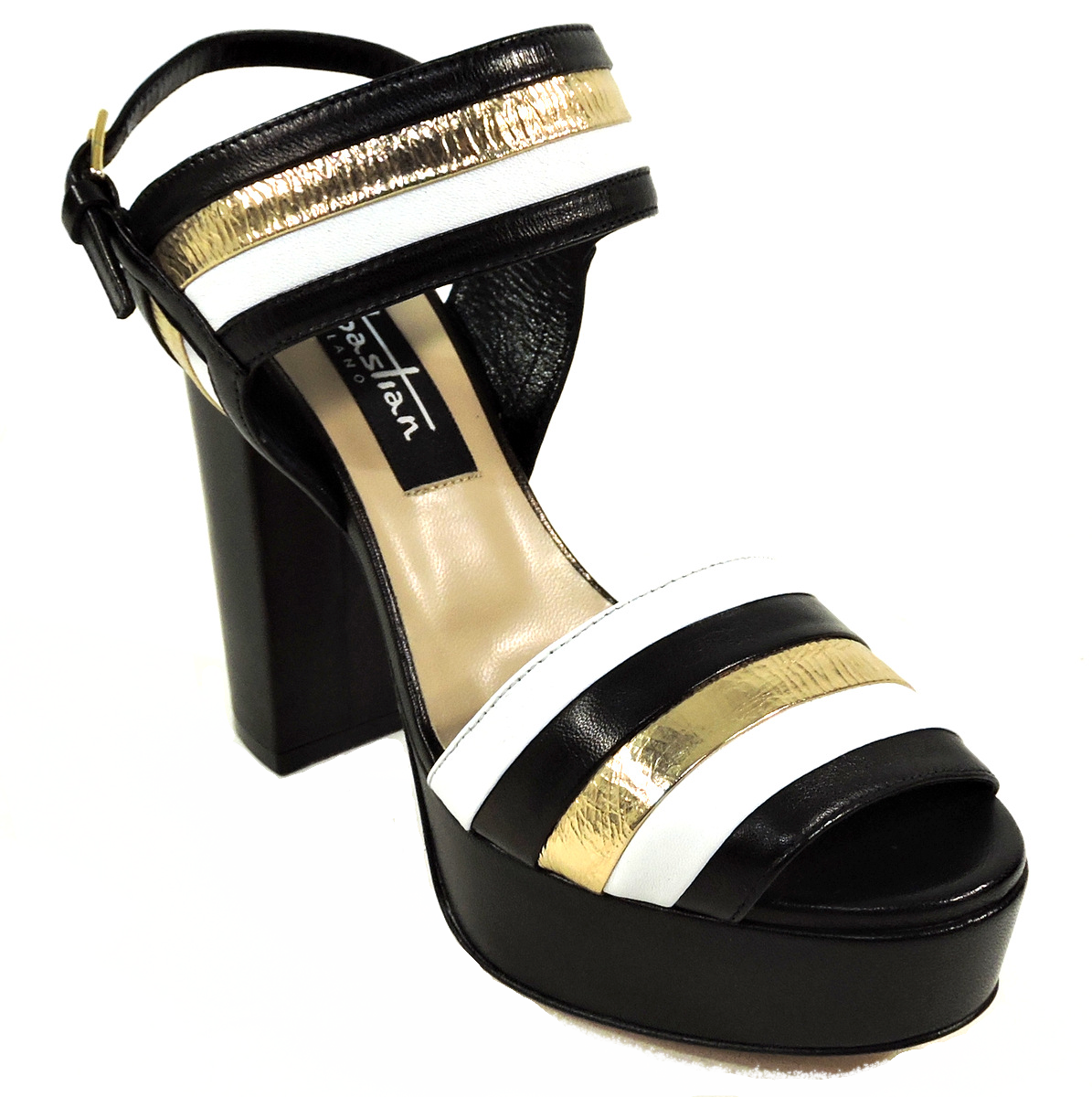 SEBASTIAN š®š¹ WOMEN'S BLACK LEATHER FASHION PLATFORM SANDALS