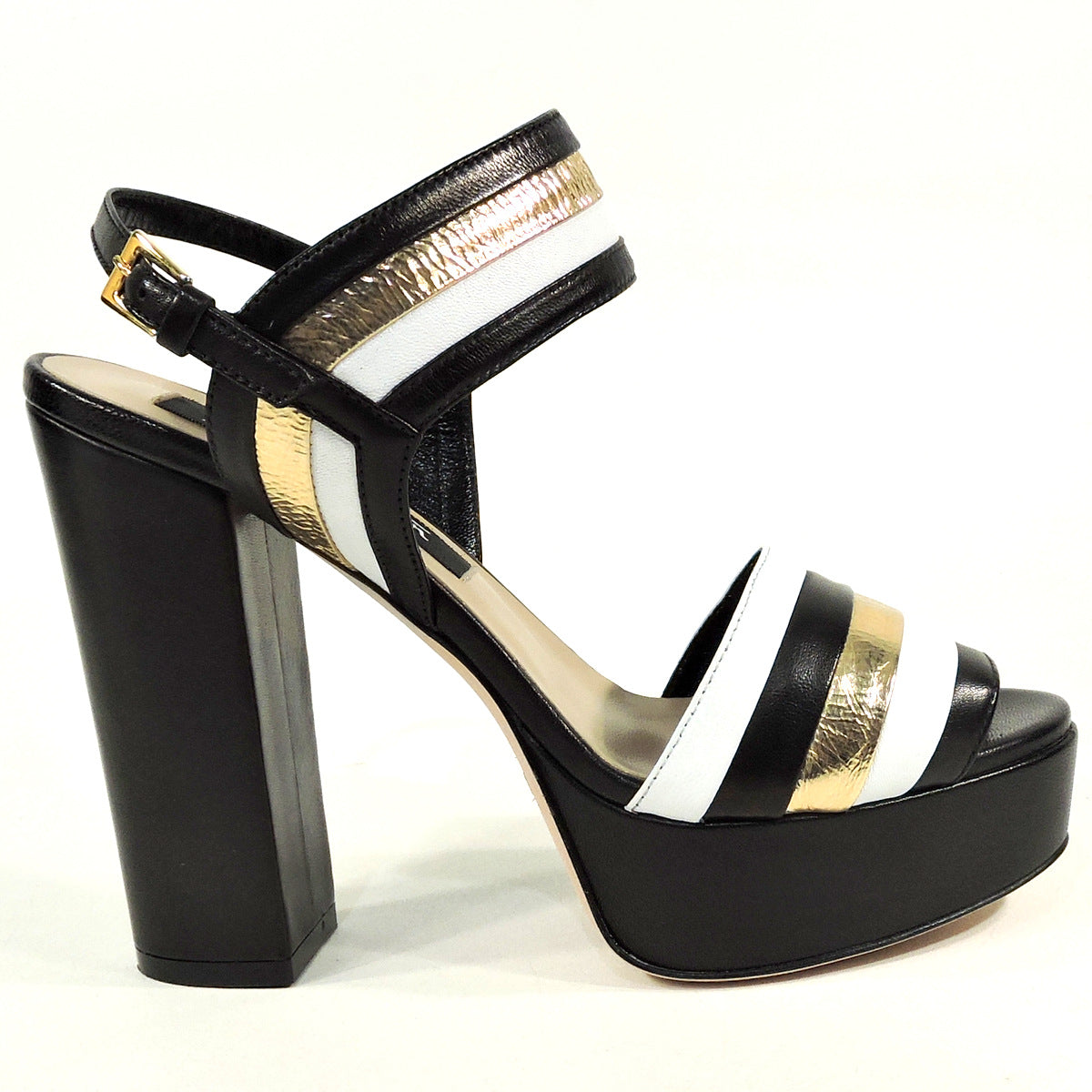 SEBASTIAN š®š¹ WOMEN'S BLACK LEATHER FASHION PLATFORM SANDALS