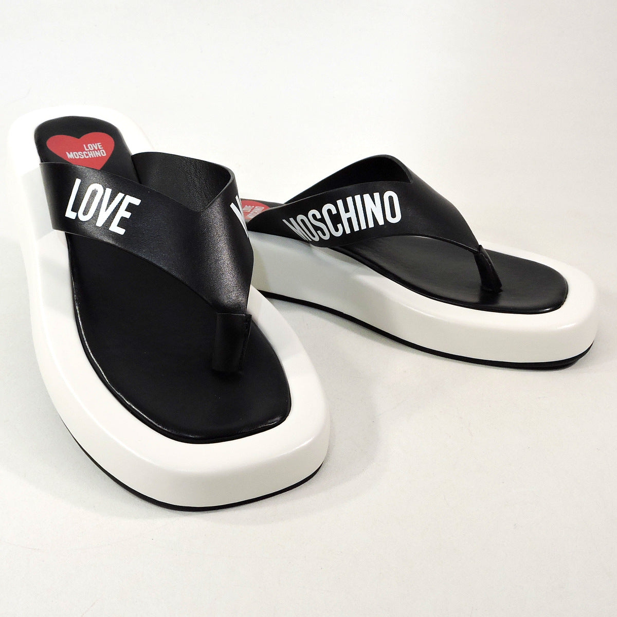LOVE MOSCHINO 🇮🇹 WOMENS BLACK LEATHER COMFORT SUMMER SANDALS