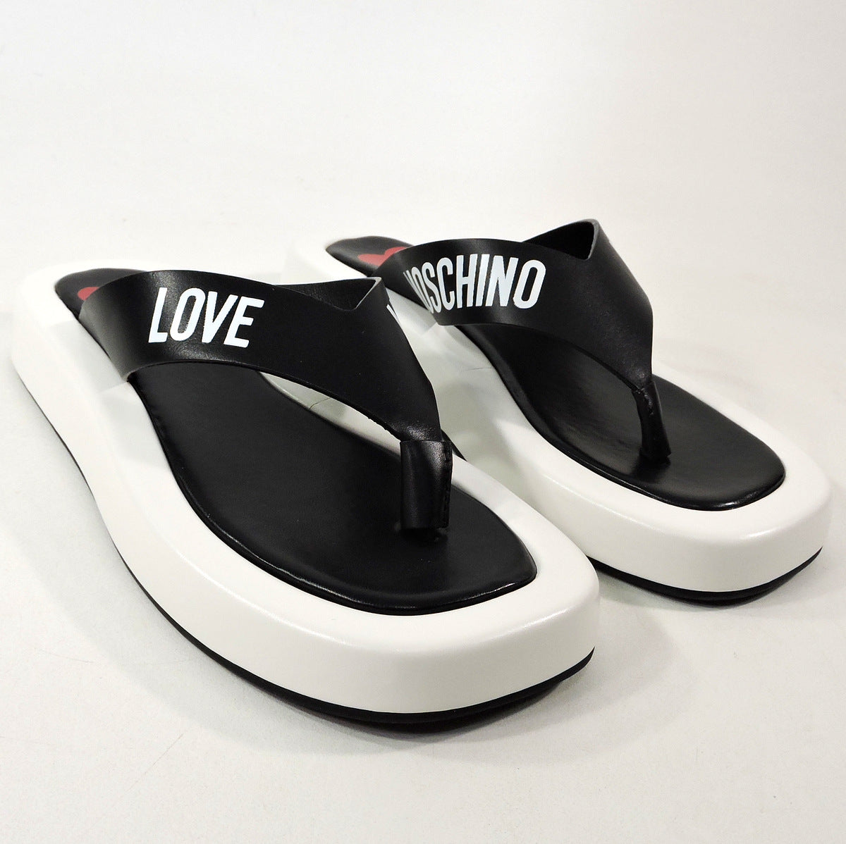 LOVE MOSCHINO 🇮🇹 WOMENS BLACK LEATHER COMFORT SUMMER SANDALS