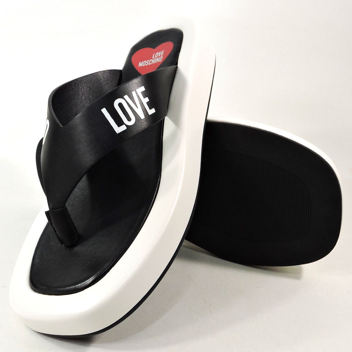 LOVE MOSCHINO 🇮🇹 WOMENS BLACK LEATHER COMFORT SUMMER SANDALS