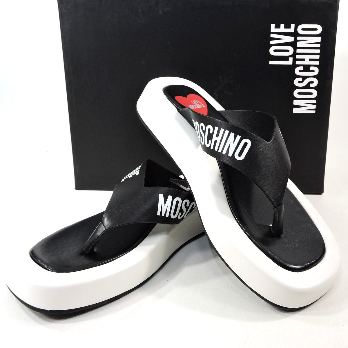 LOVE MOSCHINO 🇮🇹 WOMENS BLACK LEATHER COMFORT SUMMER SANDALS