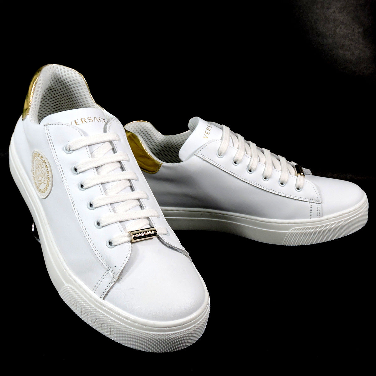 Versace white leather sneakers Clearance