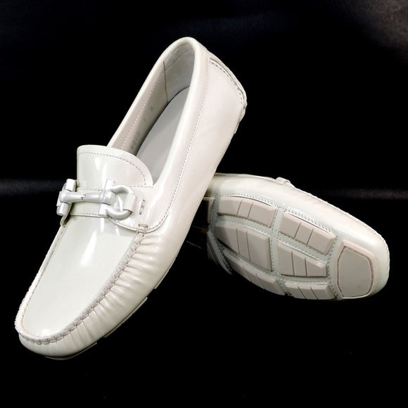 SALVATORE FERRAGAMO ๐ฎ๐น WOMEN'S OFF WHITE LEATHER COMFORT LOAFERS BOUTIQUE