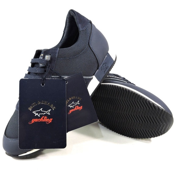 PAUL & SHARK š®š¹ MEN'S BLUE LEATHER COMFORT SNEAKERS