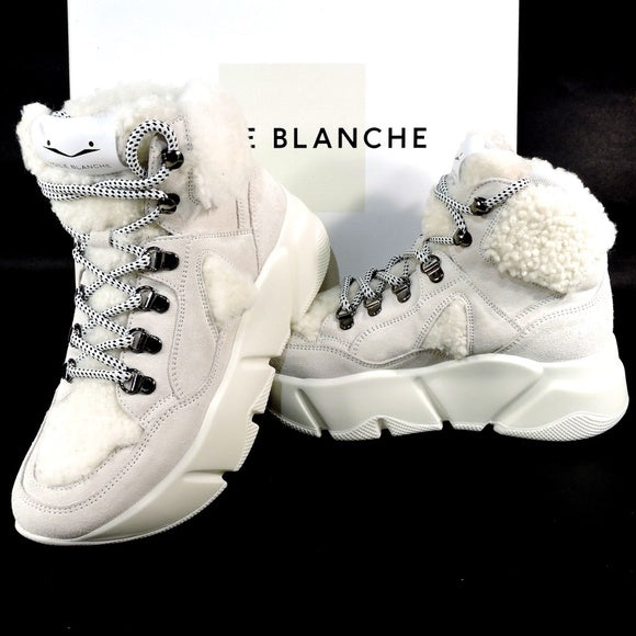 VOILE BLANCHE š®š¹ WOMEN'S WHITE SUEDE WINTER ANKLE SNEAKERS