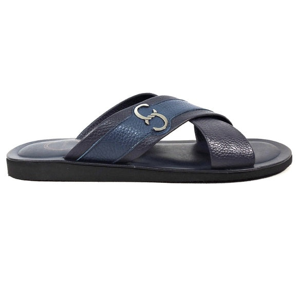 CASADEI ๐ฎ๐น MEN'S BLUE LEATHER COMFORT SUMMER SANDALS