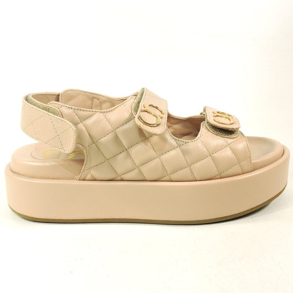 CASADEI 🇮🇹 WOMENS BEIGE SOFT LEATHER SUMMER PLATFORM SANDALS