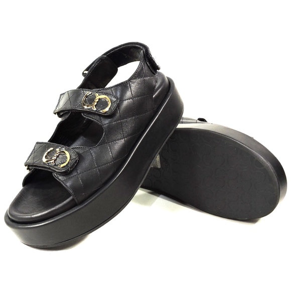 CASADEI 🇮🇹 WOMENS BLACK SOFT LEATHER SUMMER PLATFORM SANDALS