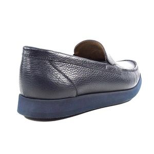 BALDININI ๐ฎ๐น MEN'S BLUE LEATHER FLAT COMFORT LOAFERS