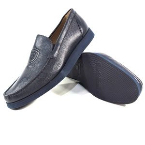 BALDININI ๐ฎ๐น MEN'S BLUE LEATHER FLAT COMFORT LOAFERS