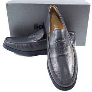 BALDININI ๐ฎ๐น MEN'S BLUE LEATHER FLAT COMFORT LOAFERS