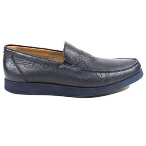 BALDININI ๐ฎ๐น MEN'S BLUE LEATHER FLAT COMFORT LOAFERS