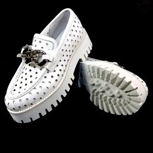 CASADEI 🇮🇹 WOMEN'S WHITE LEATHER COMFORT SUMMER LOAFERS BOUTIQUE
