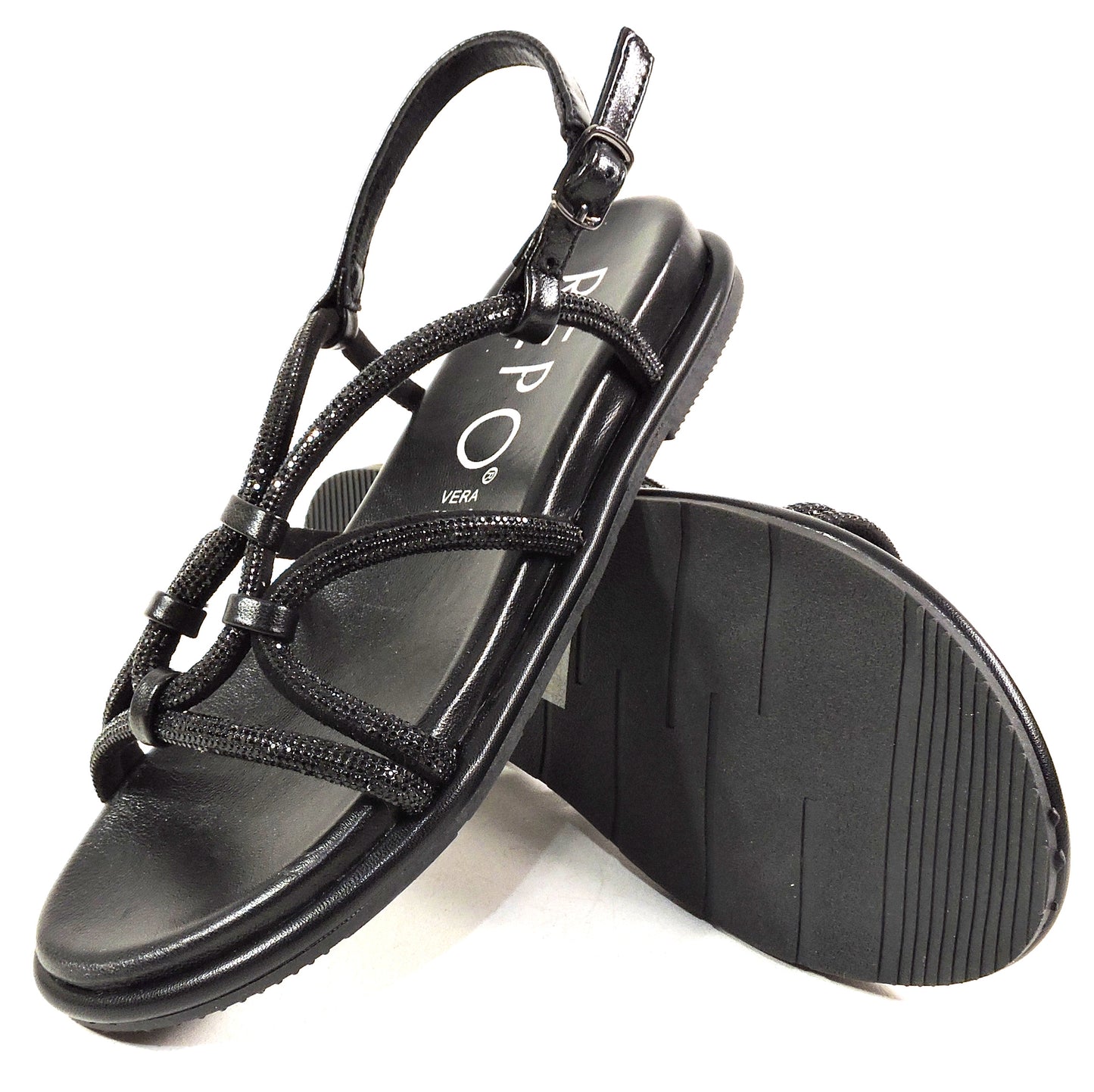 REPO 🇮🇹 WOMEN'S BLACK LEATHER COMFORT SUMMER FLAT SANDALS