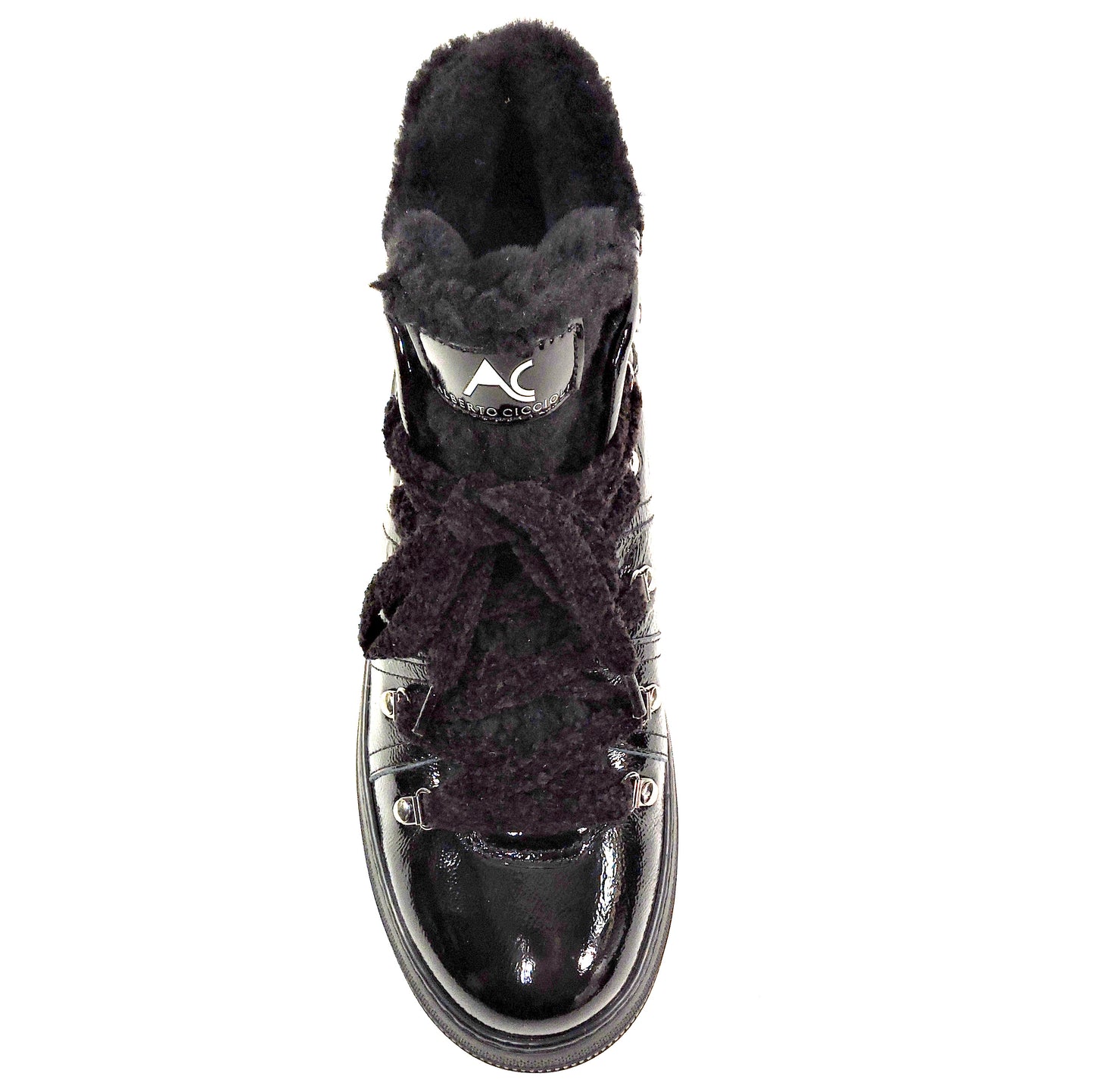 ALBERTO CICCIOLI 🇮🇹 WOMEN'S BLACK PATENT LEATHER ANKLE COMFORT BOOTIES 37 EU