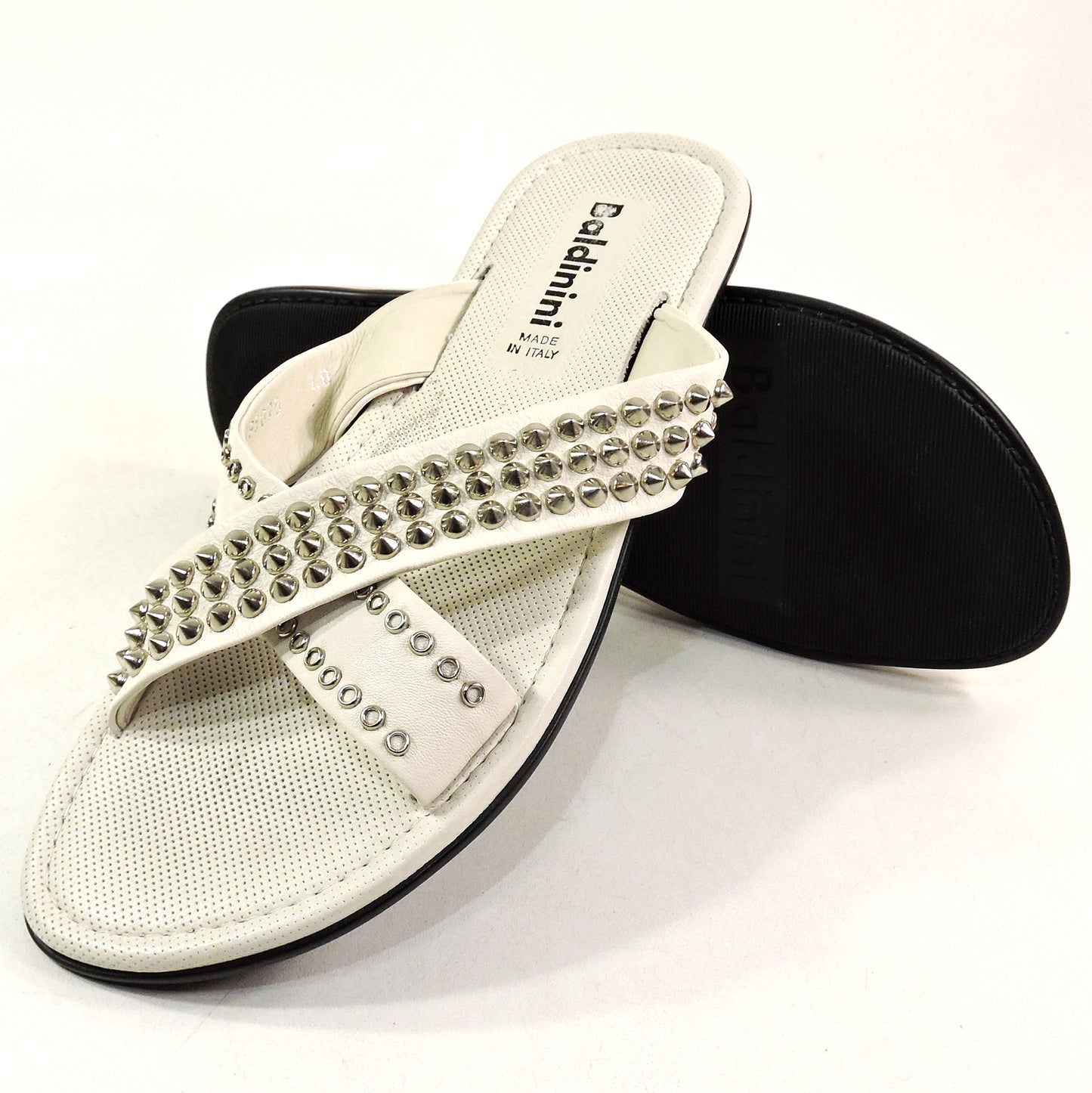 BALDININI 🇮🇹 MEN'S SOFT OFF-WHITE LEATHER COMFORT FLAT FASHION SUMMER SANDALS
