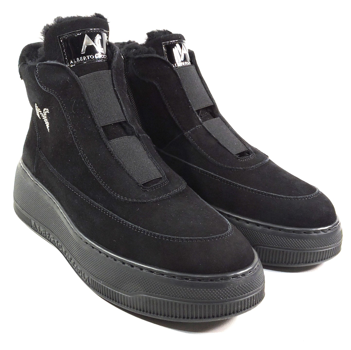 ALBERTO CICCIOLI 🇮🇹 WOMEN'S BLACK SOFT SUEDE FLAT ANKLE WINTER BOOTIES 37 EU