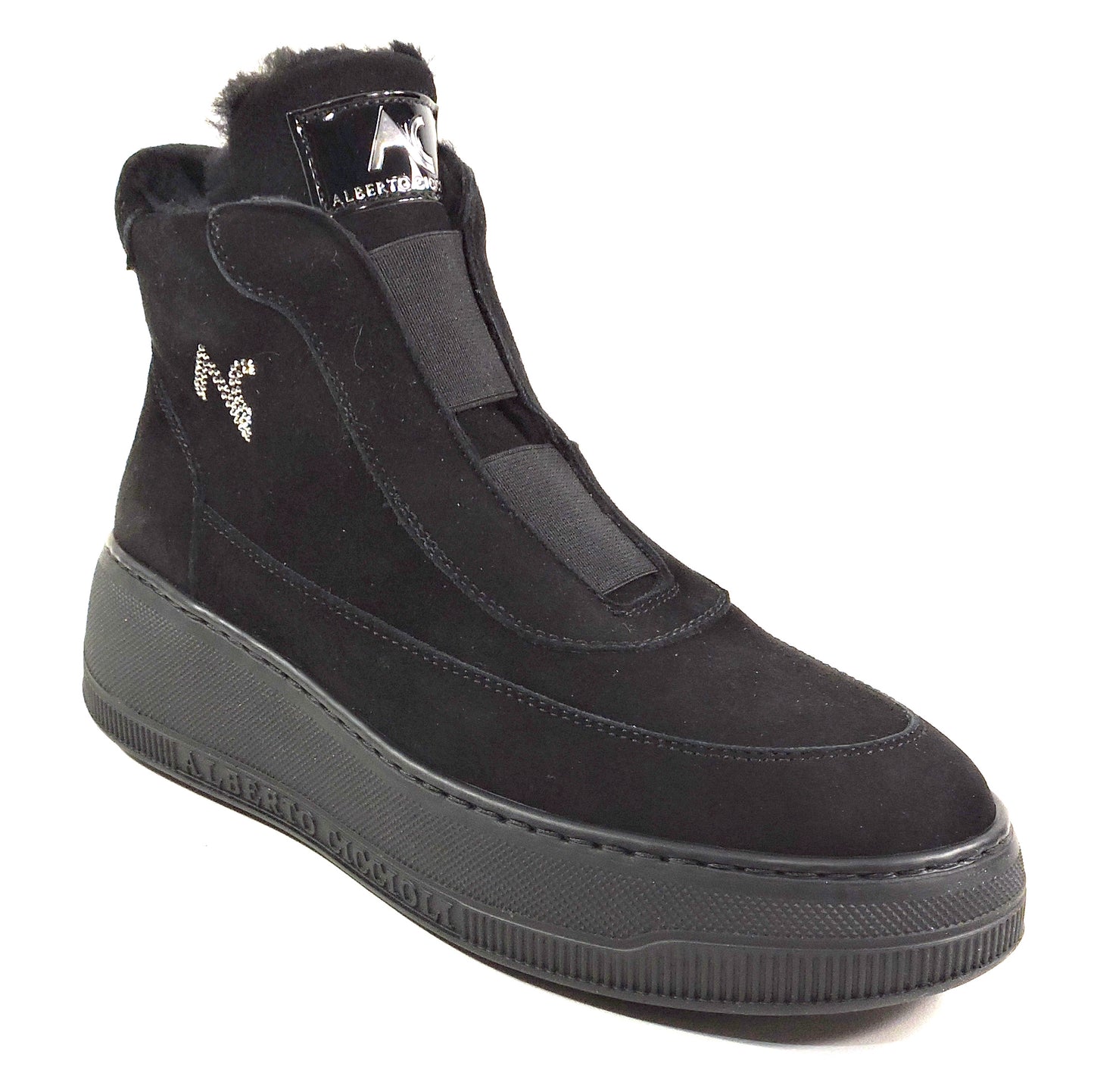 ALBERTO CICCIOLI 🇮🇹 WOMEN'S BLACK SOFT SUEDE FLAT ANKLE WINTER BOOTIES 37 EU