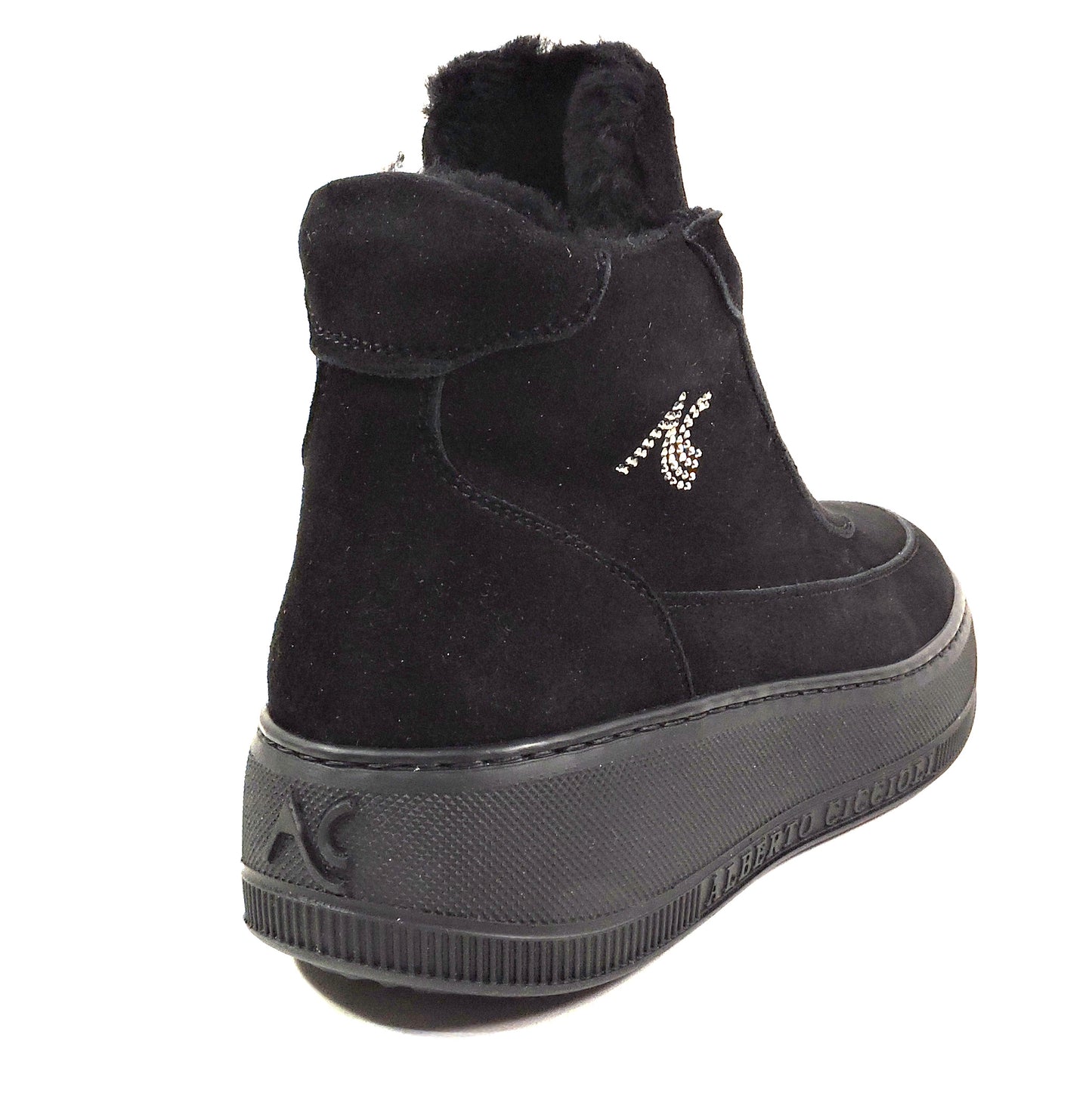 ALBERTO CICCIOLI 🇮🇹 WOMEN'S BLACK SOFT SUEDE FLAT ANKLE WINTER BOOTIES 37 EU