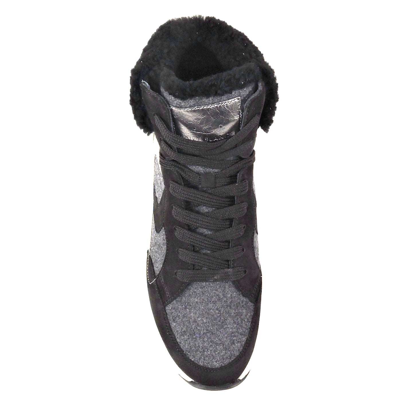 VOILE BLANCHE 🇮🇹 WOMEN'S BLACK LEATHER & WOOL WINTER FASHION SNEAKERS