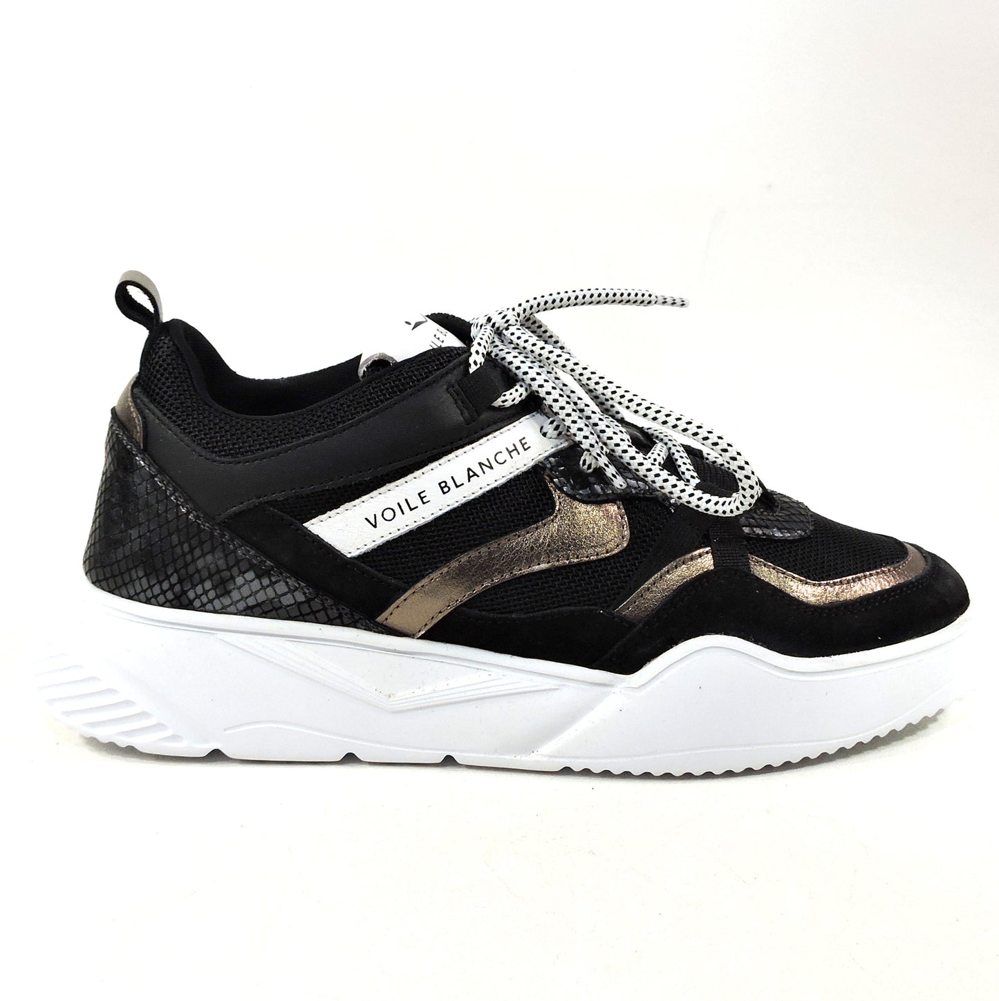 VOILE BLANCHE 🇮🇹 WOMEN'S BLACK LEATHER COMFORT FASHION SNEAKERS
