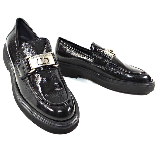 CASADEI 🇮🇹 WOMEN'S BLACK SOFT PATENT LEATHER COMFORT LOAFERS