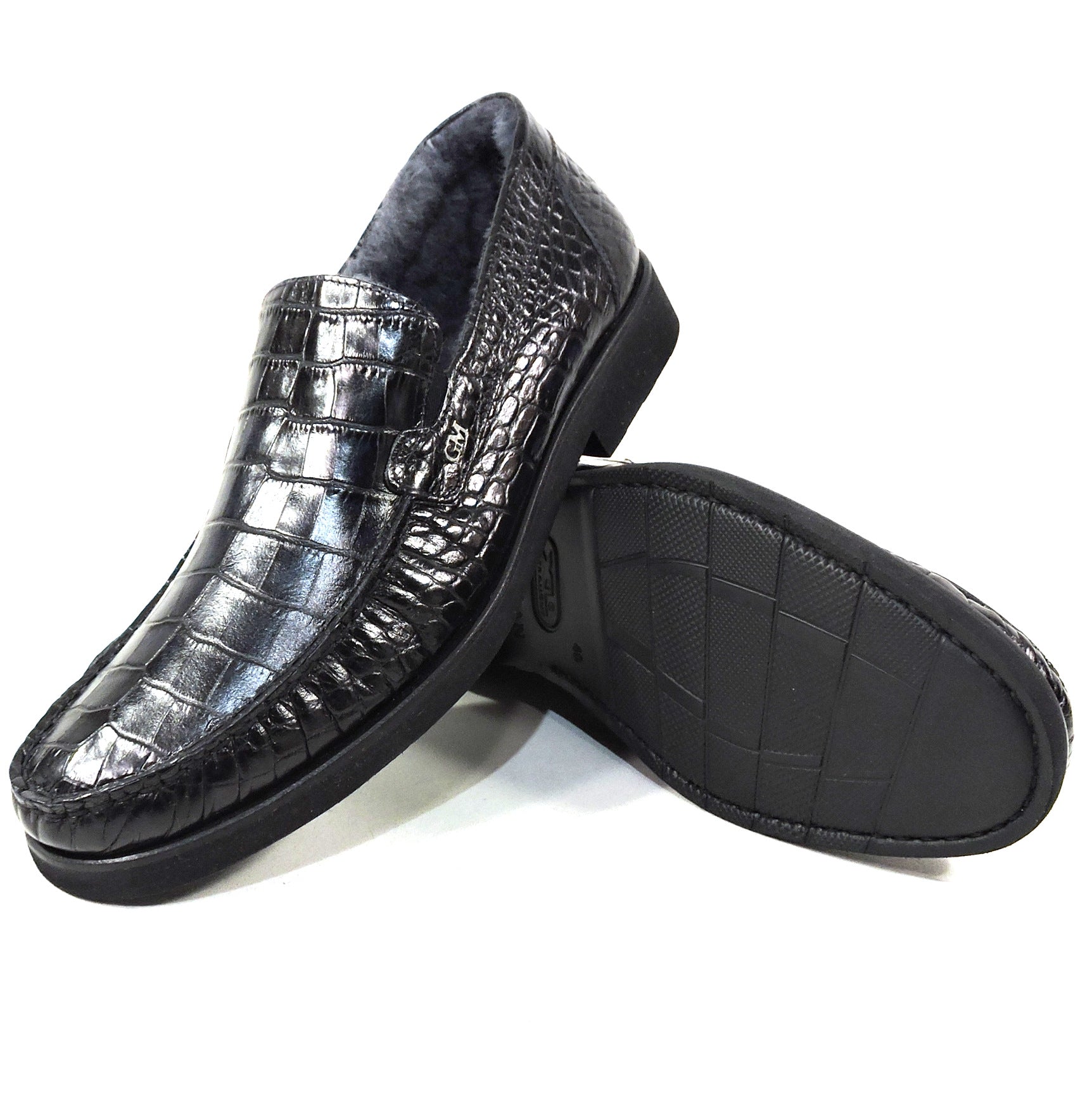 GoodMan MEN'S BLACK SOFT LEATHER COMFORT WINTER LOAFERS Euro Shoes Emporium GoodMan MEN'S BLACK SOFT LEATHER COMFORT WINTER LOAFERS Euro Shoes Emporium