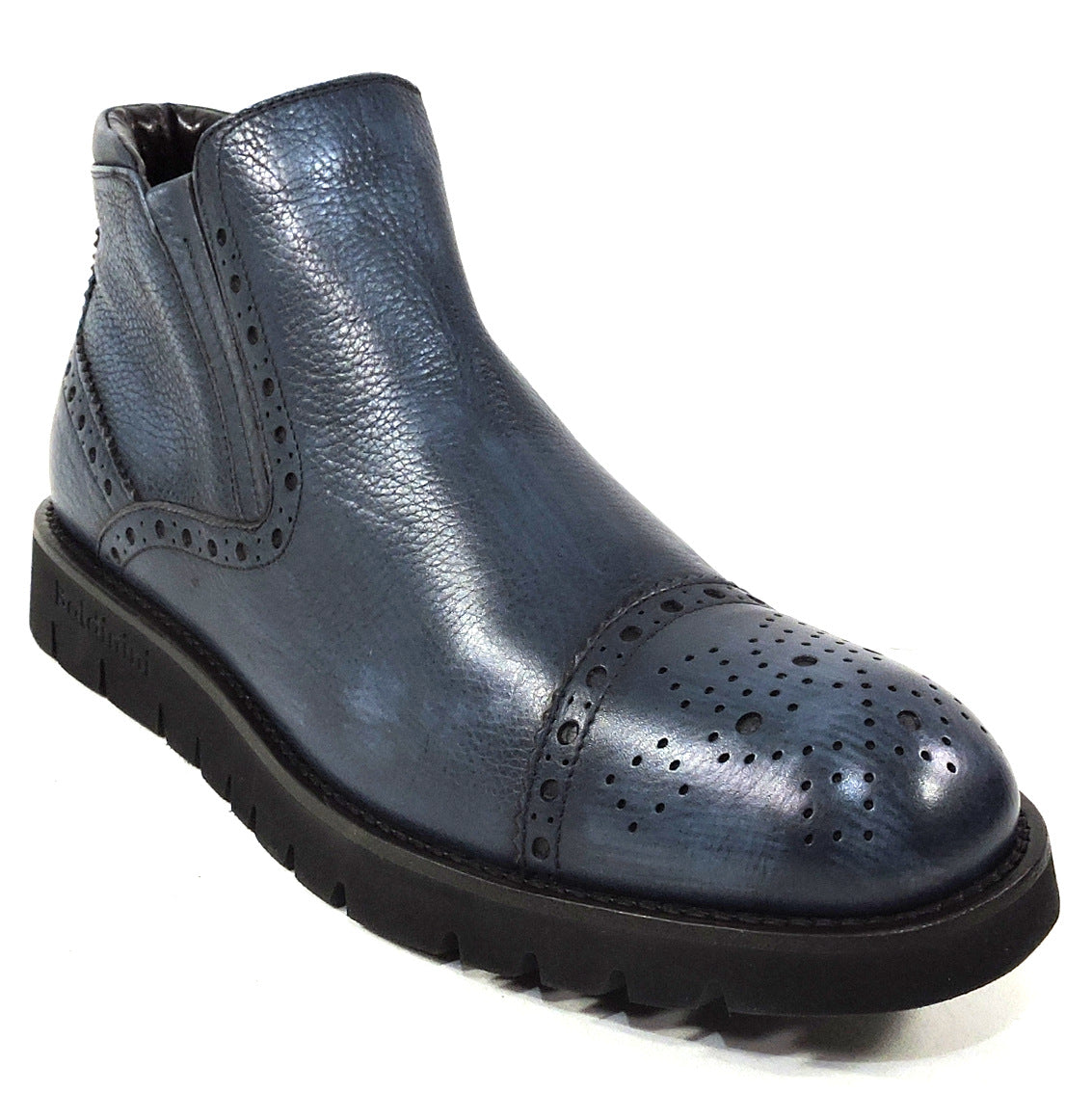 BALDININI MEN S BLUE LEATHER COMFORT WINTER BOOTIE Euro